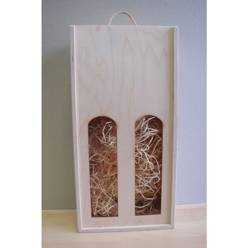 Drevená debnička na dve fľaše